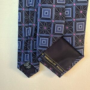 Ermenegildo Zegna Blue/Pink Geometric Men's Tie